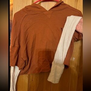 Urban outfitters two tone layered hoodie cropped